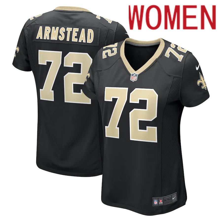 Women New Orleans Saints 72 Terron Armstead Nike Black Game NFL Jersey